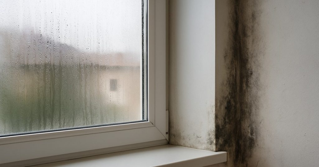 Ventanas empañadas y moho por condensación en vivienda de Getxo