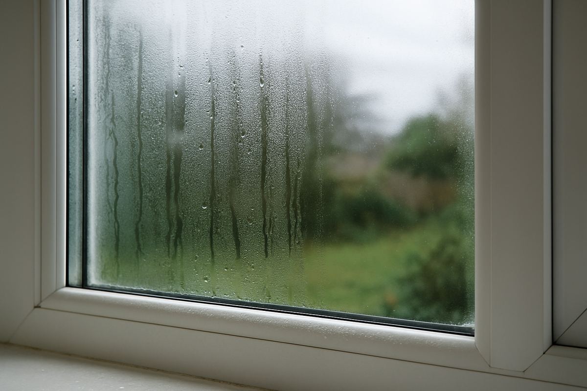 Ventana con cristales empañados por condensación en vivienda de Getxo